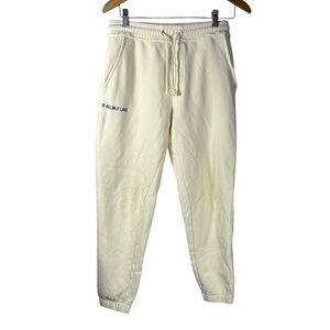 Helmut Lang Cream Jogger Pants with Logo Side Panel for Men Small